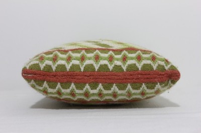 Vtg Bargello Needlepoint Pillow 12x9'' Flamestitch Double-Sided Green White Red  