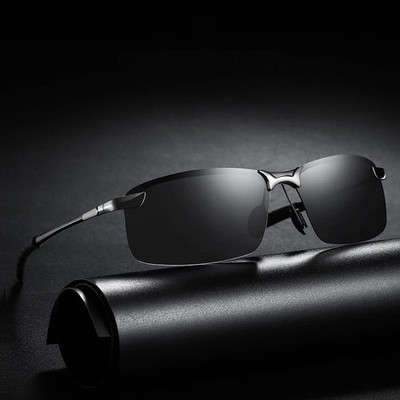 Herren Metall Sonnenbrille polarisiert   Retro Halbrahmen, UV400, Luxus Designer