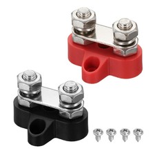 2Pcs 12-48VDC 120A 5/16" Dual Studs Bus Bar Power Distribution Blocks Red,Black