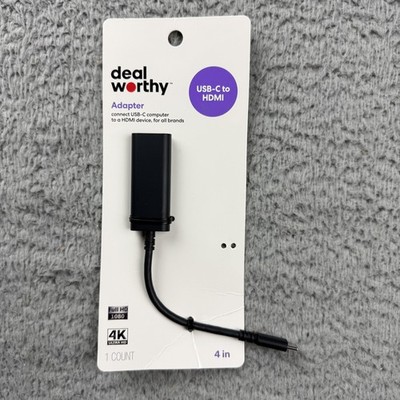 Deal Worthy USB-C To HDMI Adapter 4 In Cable 4K Ultra HD Black Plug & Play New