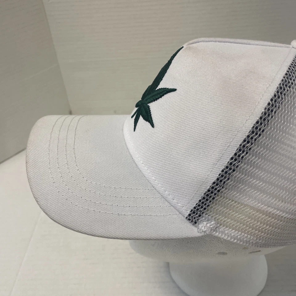 Death Row Records Leaf A-Frame Trucker Adjustable Hat White/Green Exclusive - Image 4 of 4