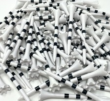 Golf Tees 3 Plastic Golf Tees White w/ Black Stripes 100Ct High Visibility