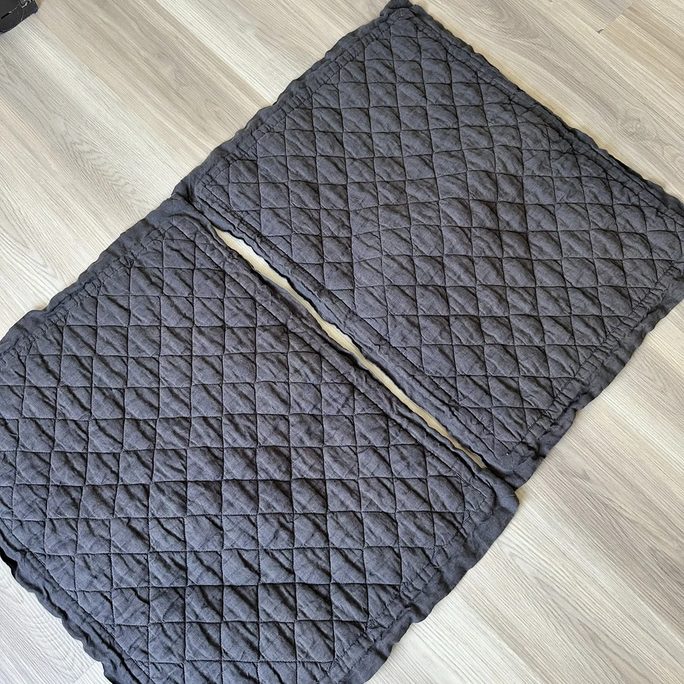 2 Pottery Barn Belgian Flax Linen Diamond Quilted Sham Standard Gray - Изображение 4 из 4