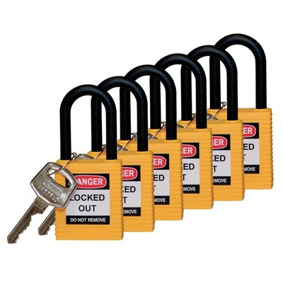 BRADY 123354 Lockout Padlock,KD,Yellow,1-3/4''H,PK6 39N227