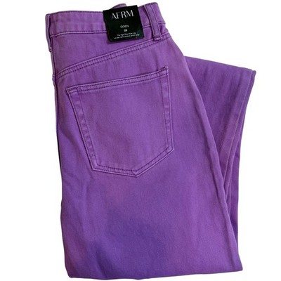 AFRM Oden High Rise Wide Leg Distressed Jeans Deep Lavender Purple Size 28 NEW