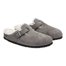 Birkenstock Boston Shearling Suede Leather Stone Coin 1017651