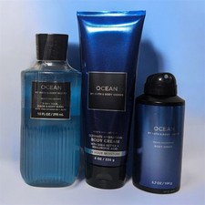 Bath  Body Works Ocean Body Wash, Body Cream  Spray for Men 3pc Set 