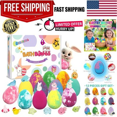 Easter Bath Bombs for Kids with Toys Surprise Inside, 12 Pack Kids Bath Bombs...
