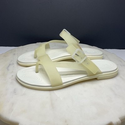 Crocs Tulum Toe Post Thong Sandals Womens Size 11 Cream Translucent Flip Flop