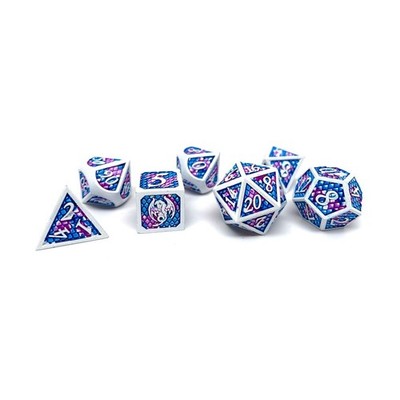 Medal Dice Poly Set Dragon Scale Poly Set - Bordered Royal (7) New