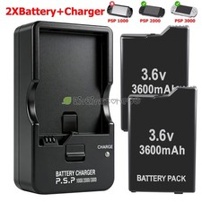 2Pcs OEM Replacement 3600mAh Battery for PSP 2000 3000 3001 Battery Charger