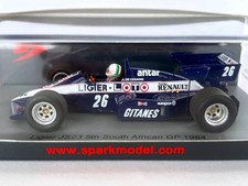 Spark 1/43 Ligier JS23 1984 South African GP F1 Car A.d. Cesaris 5th Place Model