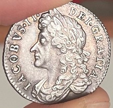 Rare 1687/6 James II sixpence