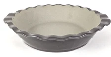 Pampered Chef Deep Dish Pie Plate Tart Pan Stoneware Baking Dish Dark Gray