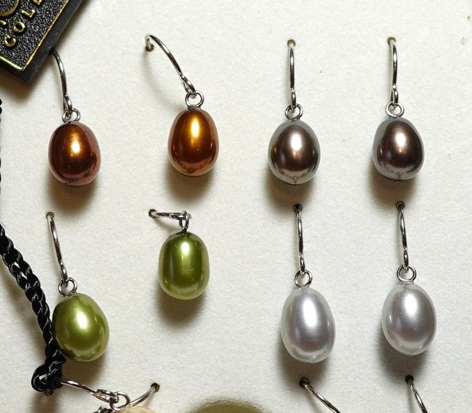 JUEGO DE 6 PENDIENTES PERLA COLECCIÓN HONORA EN CAJA PLATA PERFORADA GOTA Foto 2 de 4