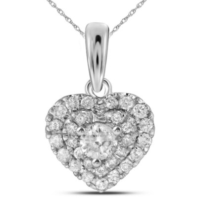 L U DIAMANTEN 14K Weißgold Diamant fein Herz Anhänger 1/3 ct