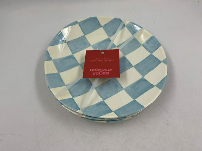 Uniquely Yours Melamine 10in Blue and White Dinner Plate Set of 4 CC02B08022