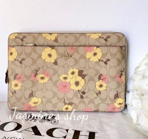 NWT Coach Laptop Sleeve In Signature Canvas With Floral Cluster Print CI021 - Picture 1 of 13