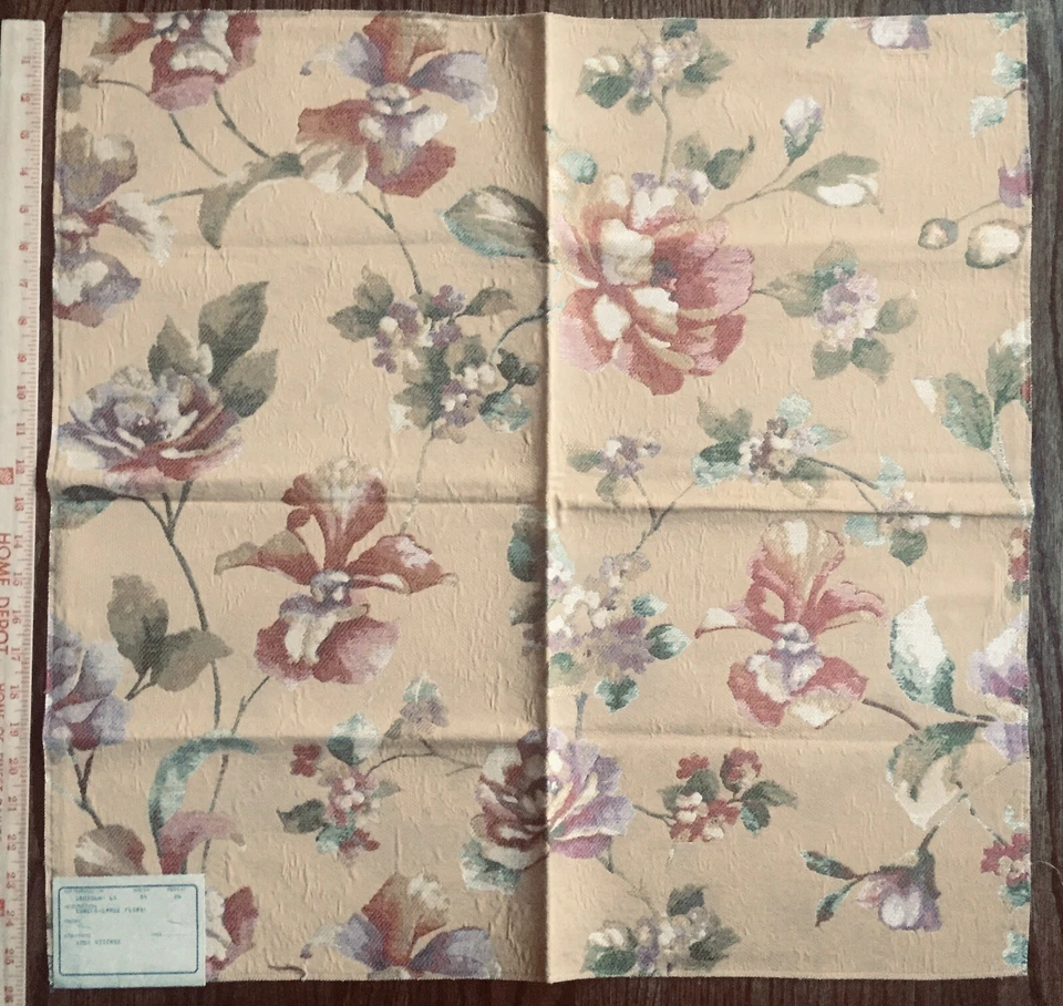 Highland Court 3 muestras de tela de diseñador rayas florales naranja dorado rojo verde Foto 4 de 4