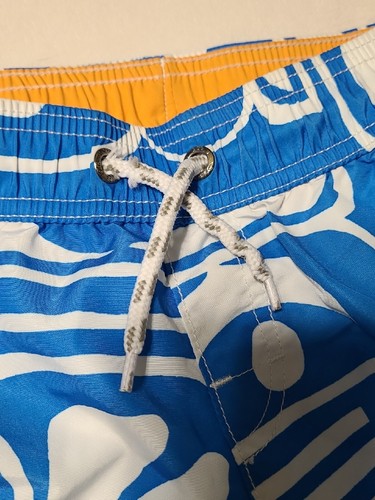 Lands End boys swim trunks Size S 8 Blue White TIKI Hawaiian Aloha Board Shorts - Picture 3 of 10