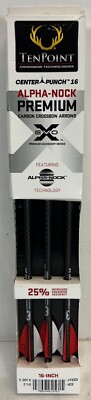 TENPOINT EVO-X CENTERPUNCH 16'' CARBON ARROWS,  W/ ALPHA-NOCK HP-HEA-750.6 (6 pk)