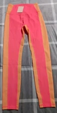 Wilo The Label Ribbed Contrast 7/8 Leggings Small Pink / Peach MSRP $58