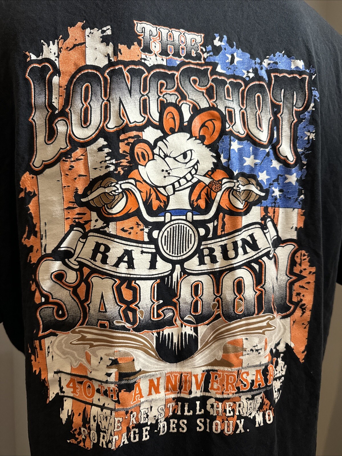 Motorcycle Bike Rally Longshot Saloon Rat Run 40th Anniversary Tee XL
