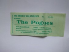 Pogues Ticket from Norwich Uni 1993