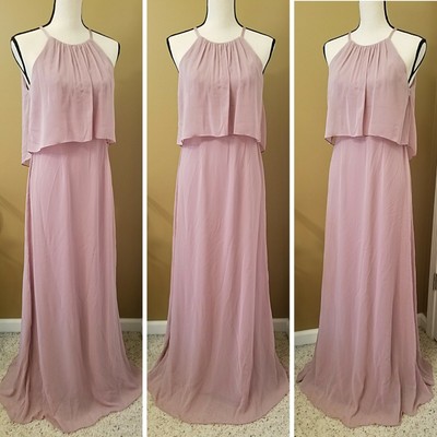 flounced crinkle chiffon sheath bridesmaid dress