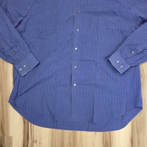 Brioni Sport Mens XL Shirt Button Up Long Sleeve Check Blue Dress - Picture 2 of 13