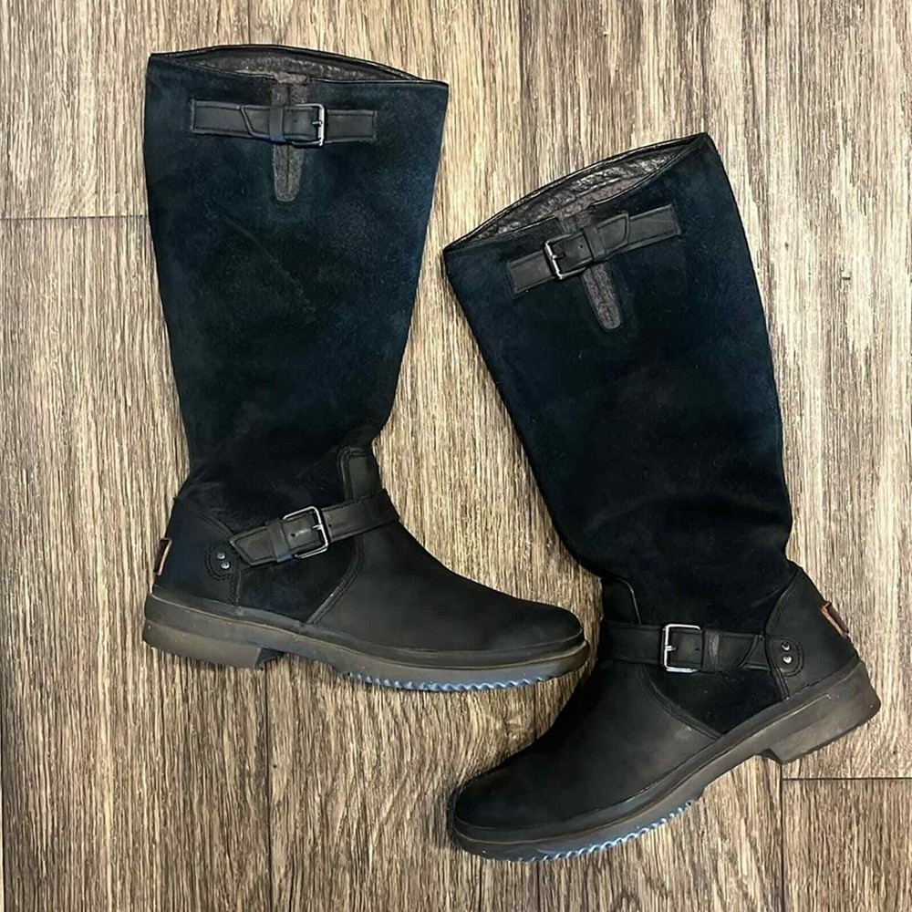 UGG Thomsen Black Suede & Leather Boot size 7