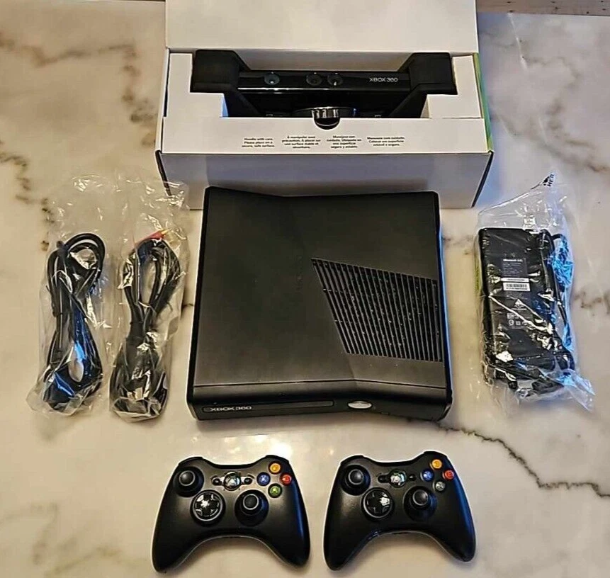 Xbox 360 S Slim 4GB Console with Kinect 2 Controllers in Box - Image 2 of 4