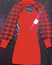 Red Sweater Crop Top 2-Piece Dress.