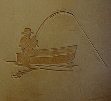ACRYLIC Leather Embossing Stamp - FISHERMAN IN BOAT -  for Veg Tanned Leather