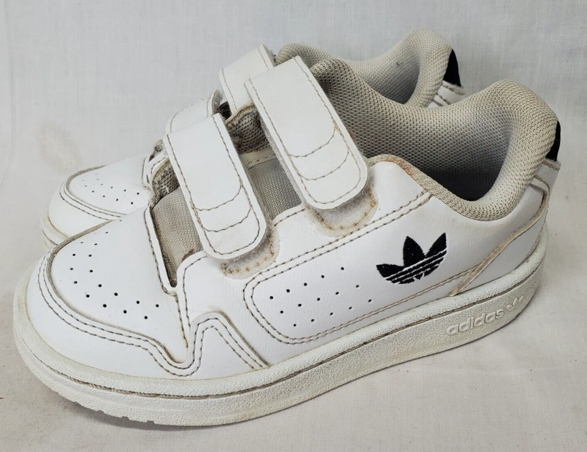 Adidas Kids Shoes Size 8.5K NY 90 Little Kids White Trefoil Straps Sneakers