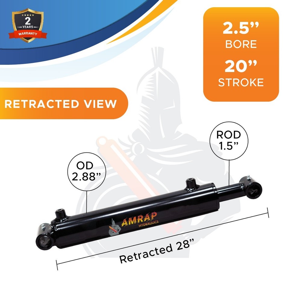 2.5x20 Hydraulic Cylinder-2.5" Bore, 20" Stroke -Welded Cross Tube ...