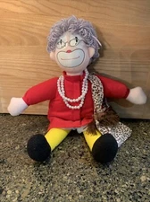 Forum Novelties GRANDMA CLOWN DOLL pearls w/ PURSE AND GLASSES Stuffed Plush TOY