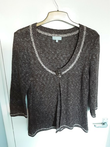 Per Una Size M 3/4 Length Sleeves Brown Cardigan
