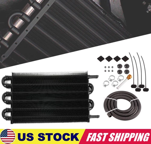 6 Row Fit For Universal Remote Transmission Oil Cooler Radiator Converter Kit