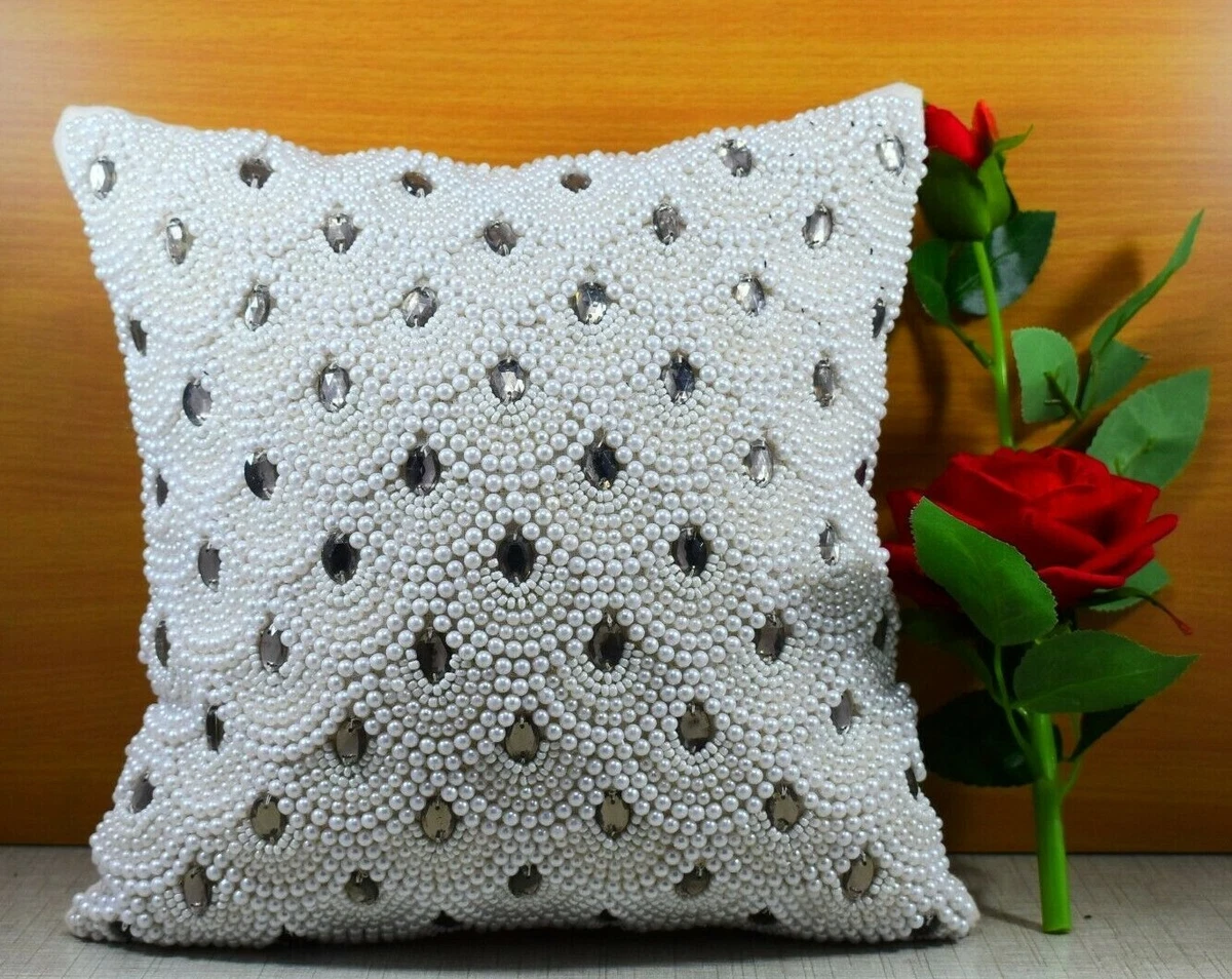 Handmade Modern Throw Pillows with Insert Black White Velvet 16x16 in - Black/White