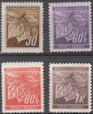 Stamp Germany Bohemia Czech Mi 064-7 SC 24A,49-51 1941 WWII Fascism Linden MNH