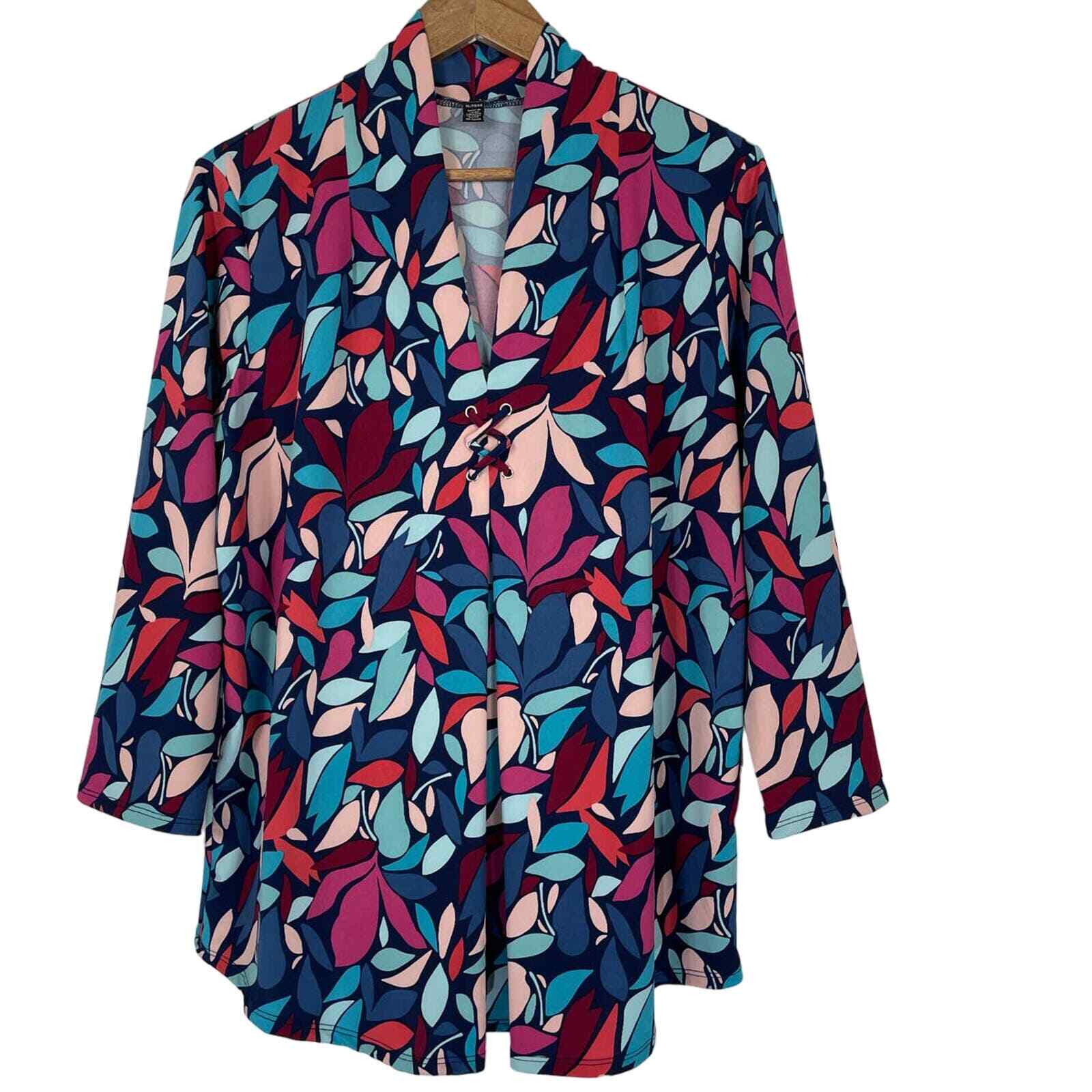 Cable & Gauge Leaf Pattern Multi Color Blouse XL - image 1