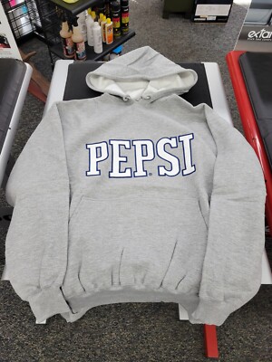 Vintage Pepsi-Cola Gray Pepsi Hoodie Sweatshirt Size Large