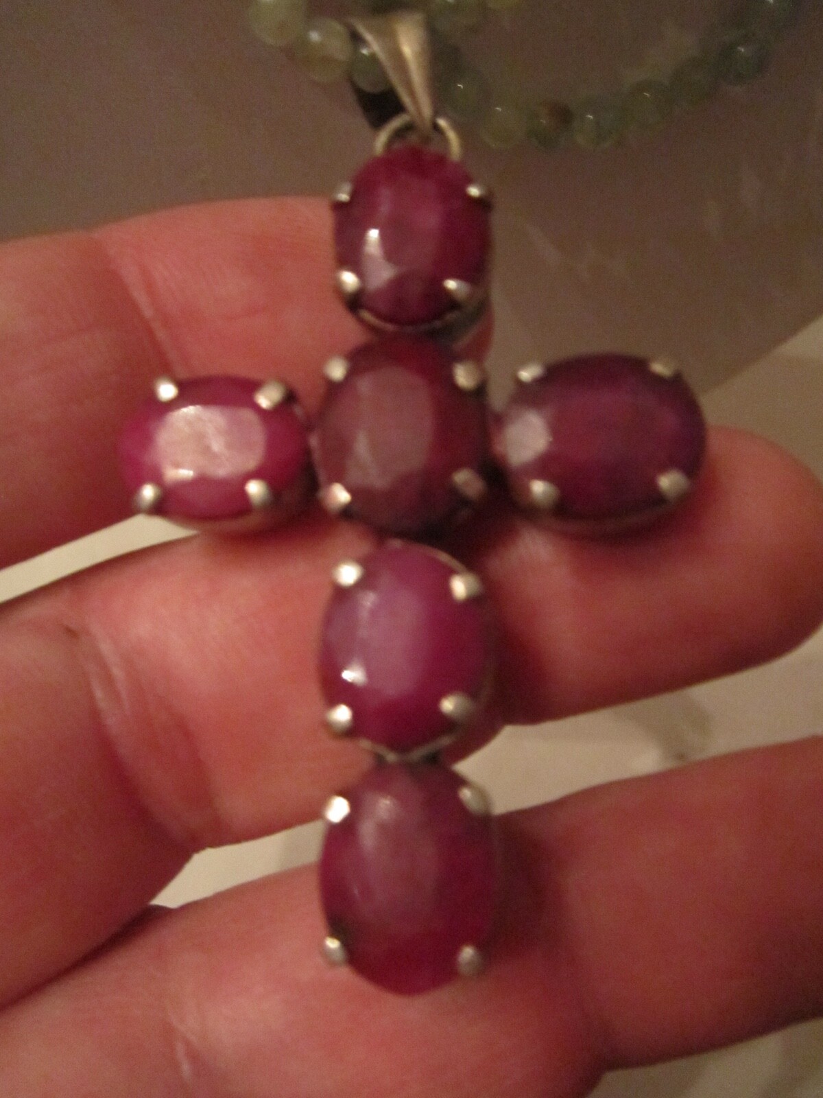 MASSIVE CHALCEDONY & RUBY GEMSTONE NECKLACE & PEN… - image 4