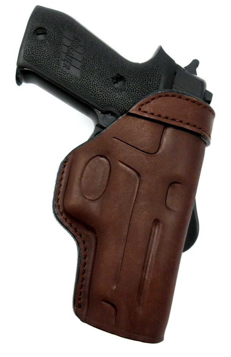 Right Hand Dark Brown Leather Rotating Paddle Holster for SIG