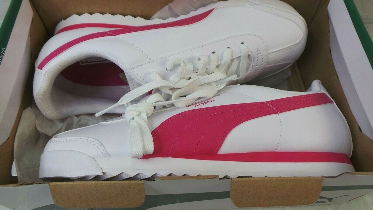 PUMA Roma Basic JR Sneaker, White/Fuchsia Purple, 35425922 size 5C