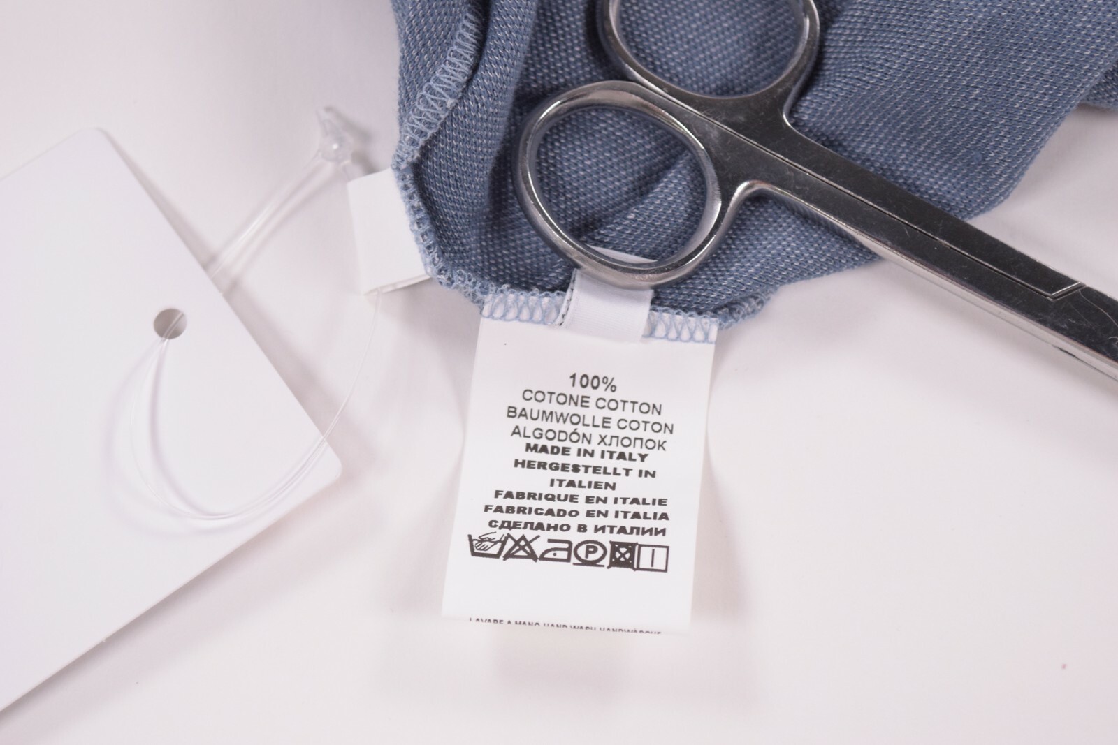 Gran Sasso NWT Polo Shirt Long Sleeve Size 50 M In Solid Washed Blue Cotton image 8