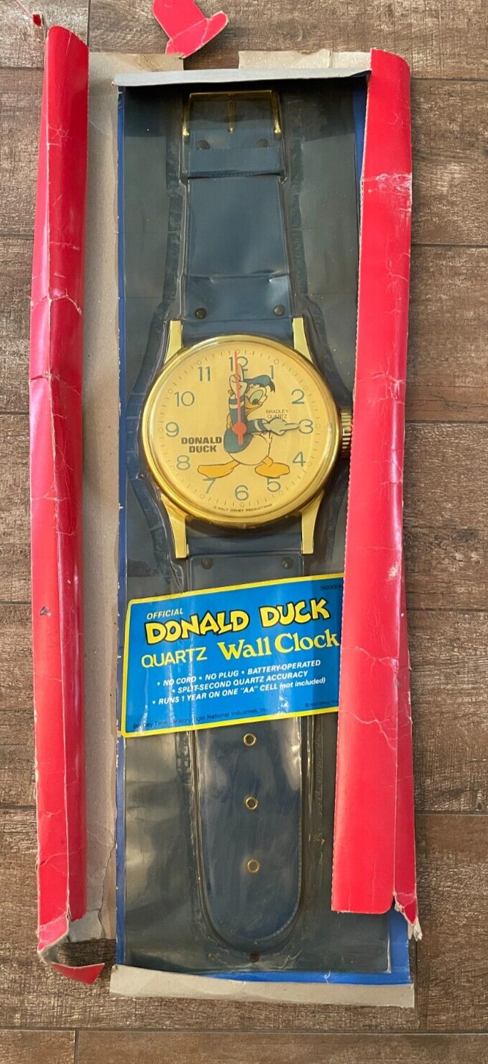 Disney Bradley Official Donald Duck Blue Strap Wall Clock New-image