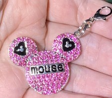 Silver Mickey Mouse Pink High Quality Charm Zipper Pull  Keychain Add On Clip 