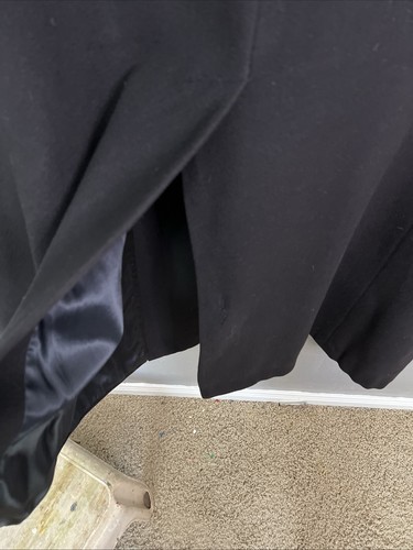 VTG Burberry Mens Overcoat 100% Cashmere 46? Loro Piana Italy Black *spot* 90s - Picture 12 of 14